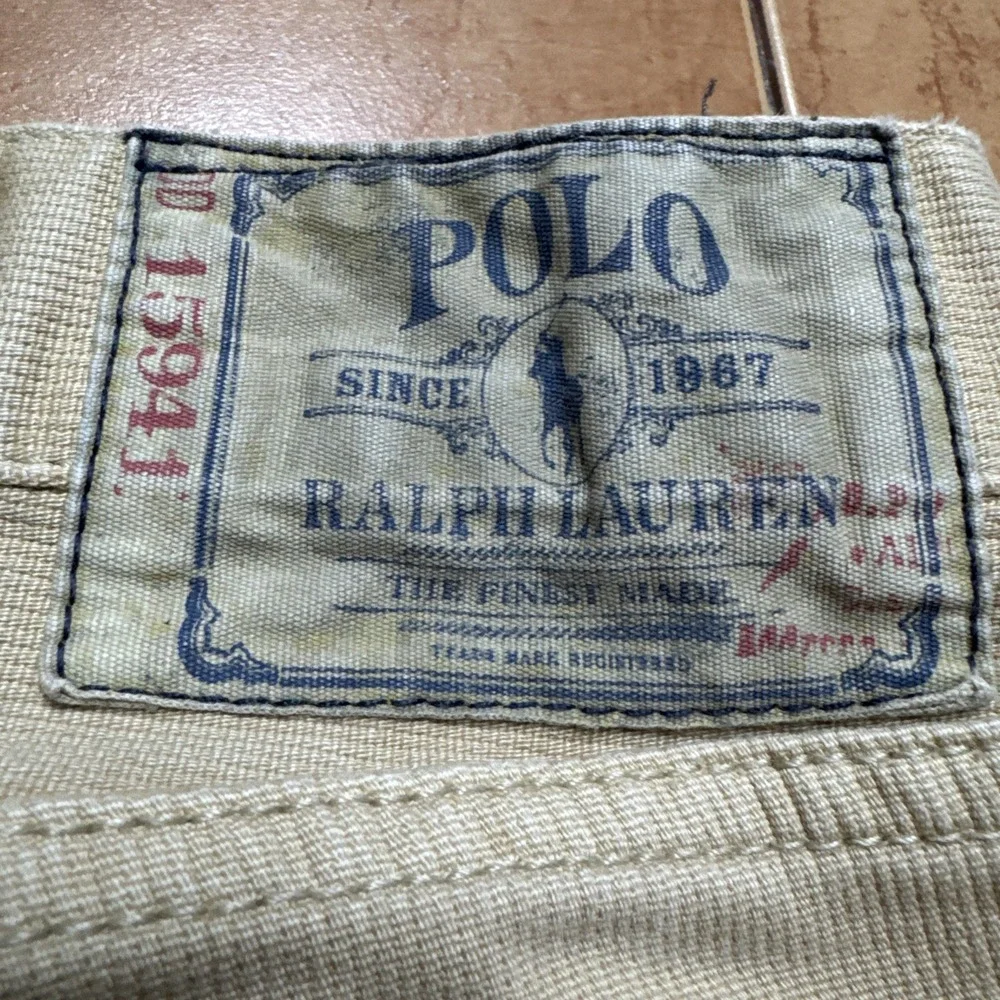 Polo Ralph Lauren Corduroy Pants Men Sz 40‎ x 33 Beige Button Fly Vintage Cords
